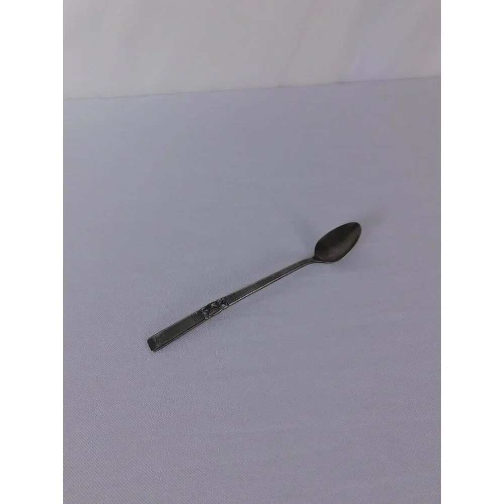 Vintage Floral Handle Teaspoon Silver Metal Traditional Flatware Single Spoon
